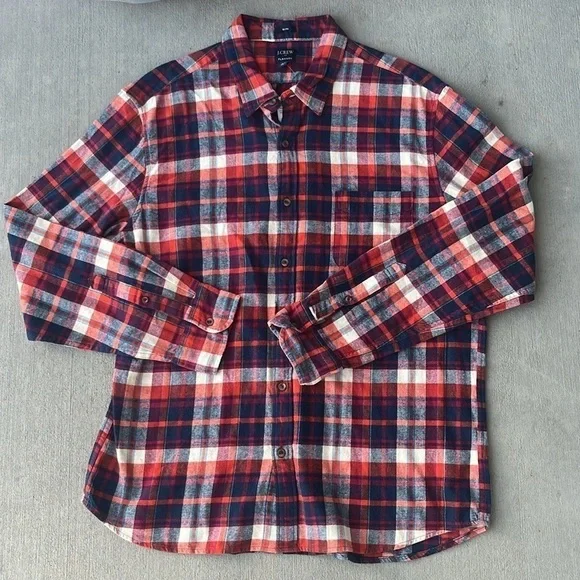 Men's J.Crew Slim Plaid Flannel Shirt Size XXL NEW! - Picture 2 of 5